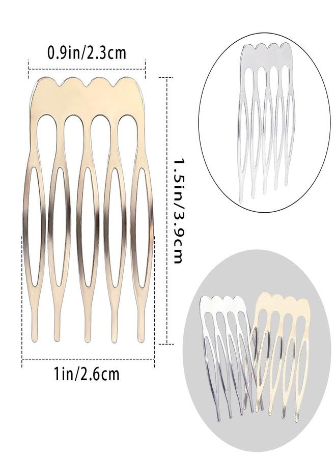 Qoaimu 20 Pack Hair Side Combs - 5 Teeth Small Metal Crafting DIY Slide Combs for Fine Hair, Bridal Wedding Veil - Silver and Gold - Image 4